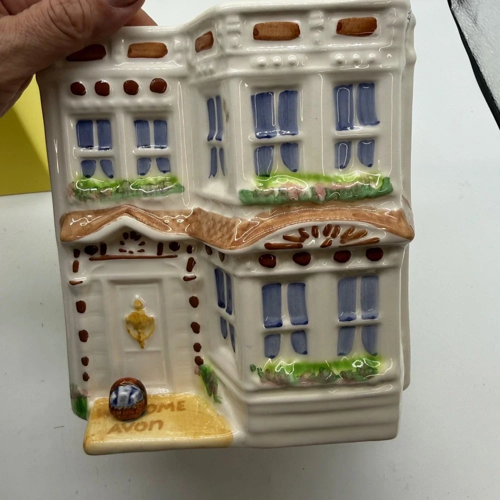 Vintage Avon Townhouse Canister Collection Large Ceramic House Brazil with Box